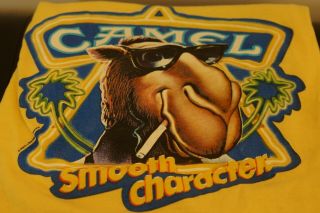 Vintage Joe Camel Cigarette Yellow T - Shirt " Smooth Character " Size Large