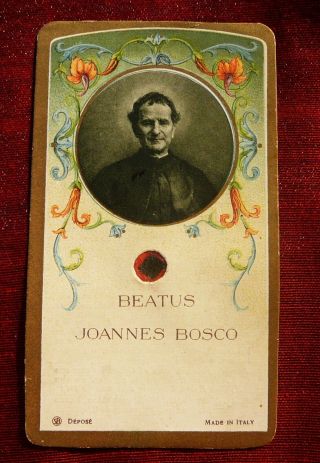 Saint John Bosco (don Bosco) Holy Relic Card With Relic & Wax Seal (antique)