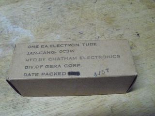 Vintage Chatham Jan - Cahg - 0c3w Voltage Regulator Vacuum Tubes - Nos,  Nib,  Date 4/57