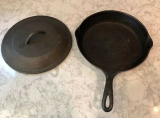 Vintage Wagner Ware 1058a Cast Iron Skillet W/lid 10 - 1/4 Inches / No 8