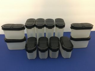 Tupperware Spice Containers Modular Mates Black Lids Set Of 12,  Large & Small
