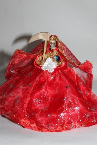 431 Mini Dress Statue Santa Muerte Wearing Red 6 " Holy Death Santisima Curada