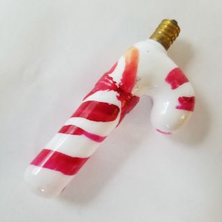 Figural Christmas Light Bulb Candy Cane Red White 4 " Vintage Japan