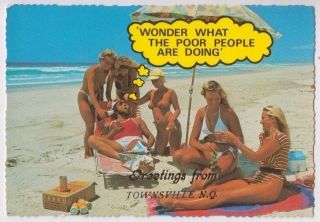 Stamp Postcard 1985 Greetings From Townsville Topless Girls Queensland Australia