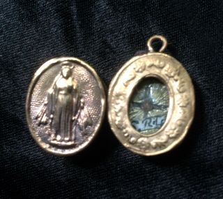 Rare Antique Reliquary Relic Saint Rita Cross Wax Seal Memento Mori Locket Nun