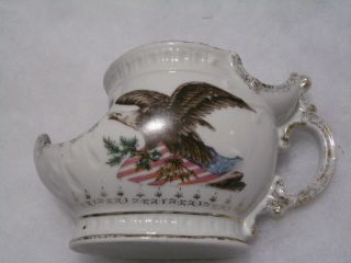 Vintage Brandenburg Porcelain Scuttle Form Shaving Mug With Eagle