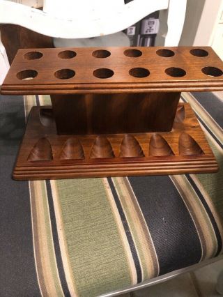 Vintage Walnut Pipe Rack Made By Decatur Industries Holds 12 Tobacco Pipes