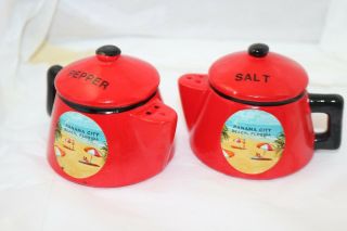 Vtg Salt & Pepper Shaker Set Souvenior Panama City Beach Estate Find
