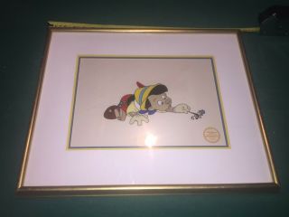 Walt Disney Pinocchio & Jiminy Cricket Serigraph Matted& Framed Picture