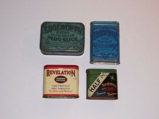 (4) Vintage Smoking Tobacco Tins/cans,  (3) Are Pocket,  Revelation,  Half And Half
