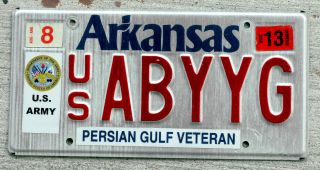 Arkansas Persian Gulf Veteran License Plate U.  S.  Army