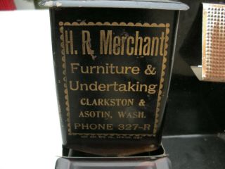 Old Advertising Match Holder Safe Furniture Undertaking Clarkston,  Asotin Wash