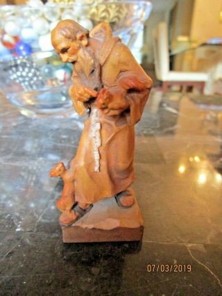 Antique St.  Francis Of Assisi Wood Carved Some If Not All With Animals Miniature