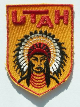 Utah Embroidered State Patch - Vintage - Indian Head