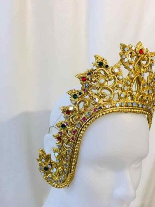 Traditional Thai Dance Costume gold HEADDRESS crown TIARA arts Craft Mardi Gras 3