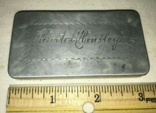 Antique Boot Jack Plug Tobacco Flat Pocket Engraved Aluminum Tin Can Chewing Old