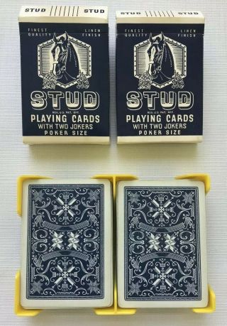 Vintage Stud Playing Cards - Poker Size With Card Holder
