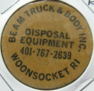 Vintage Beam Truck & Body Inc.  Woonsocket,  Ri Wooden Nickel - Token Rhode Island
