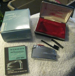 Vintage Ronson Varaflame Premier Cigarette Lighter,  Box,  Case,  Brush,  17002,  Rare