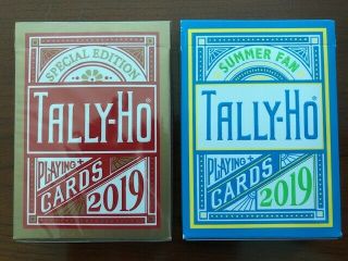 2 Decks Tally Ho Summer Fan Plus Chinese Year Circle Back Playing Cards