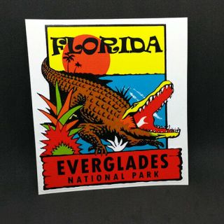 Florida Everglades National Park Decal,  Vintage Style Vinyl Sticker,  Alligator