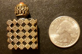 Vintage Made In France Micro Mini Perfume Bottle Ornate Silver