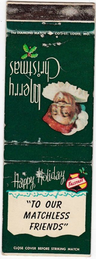 Vtg Matchbook Cover - Falstaff Beer - Merry Christmas - To Our Matchless Friends