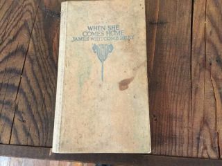 Vintage When She Comes Home Poem Book By James Whitcomb Riley