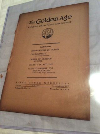 Jehovah Watchtower Golden Age 1928 Vol.  X No.  239