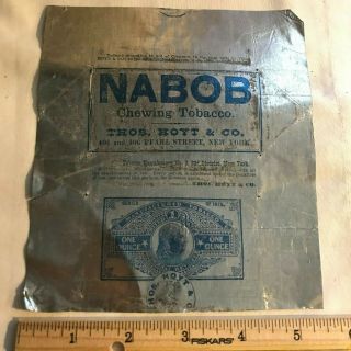 Antique Nabob Thos Hoyt York Chewing Tobacco Tin Foil Wrapper Country Store
