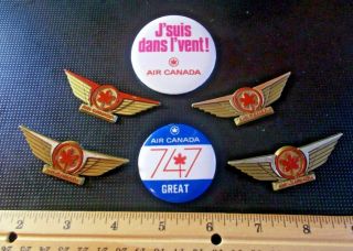 4 Wing Of Pilot Air Canada And Old Pinback Plane 747 Great Avion Insigne