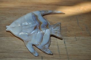 vintage antique mother of pearl carved angel fish and apple pins muscatine shell 3