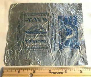 Antique Blue Dh Mcalpin Navy Ny Chewing Tobacco Tin Foil Wrapper Submarine Ship