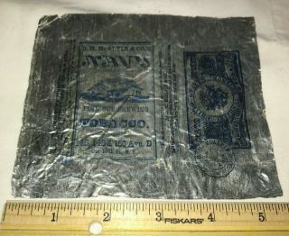 ANTIQUE BLUE DH McALPIN NAVY NY CHEWING TOBACCO TIN FOIL WRAPPER SUBMARINE SHIP 2