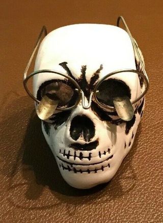 Vintage Skeleton Ashtray With Glasses 3 1/2” Tall,  From The 80s
