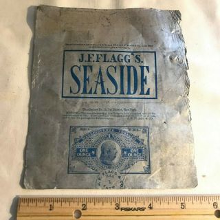 Antique Blue Jf Flagg Seaside Chewing Tobacco Tin Foil Wrapper 1st Dist York