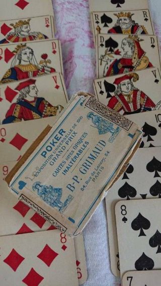 Set Antique French Playing Cards B.  P.  Grimaud & Wrapper 19thc