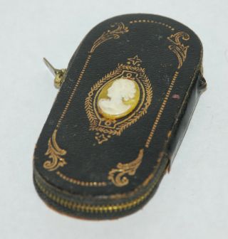 Vintage Manicure Set In Leather Case With Cameo - Dan Dee Import - West Germany