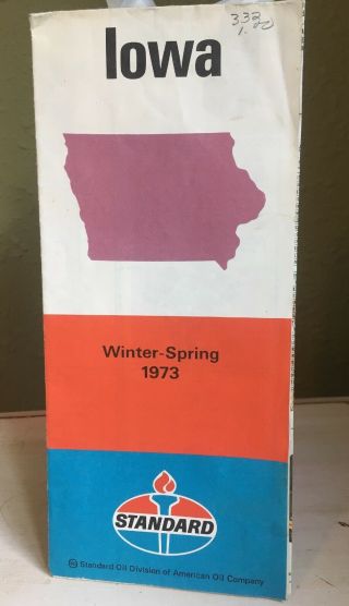 Vintage Standard Oil Company Fold Out State Road Map Winter - Spring 1973 Iowa Vtg