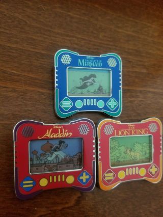 3 Disney I Heart Gaming Pins.  Little Mermaid Lion King Aladdin Limited Edition 5