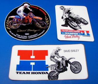 Rare David Bailey Team Honda Decal Set,  1983 84 Motocross Supercross Champion Mx