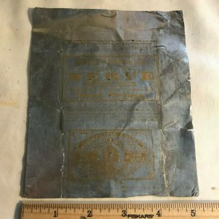 Antique Parker Holmes Nerve Chewing Tobacco Tin Foil Wrapper Detroit Mi 1st Dist
