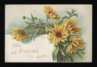 Orig 1880s Victorian Christmas Greeting Card - Raphael Tuck - Embossed Flowers