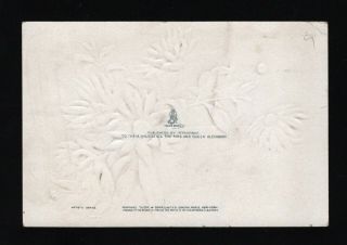 Orig 1880s Victorian Christmas Greeting Card - Raphael Tuck - Embossed Flowers 2