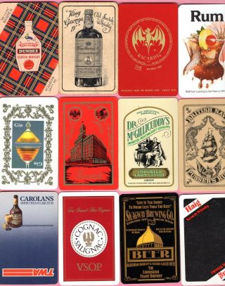 12 Single Swap Playing Cards Alcohol Ads 2 Whisky Rum Cognac Gin Some Vintage