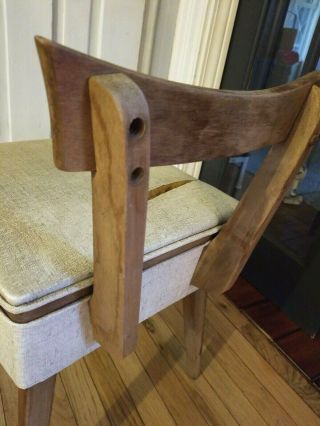 Vintage 1950s Mid Century Wood Sewing Chair w/Storage Small Seat Stool Retro MCM 8