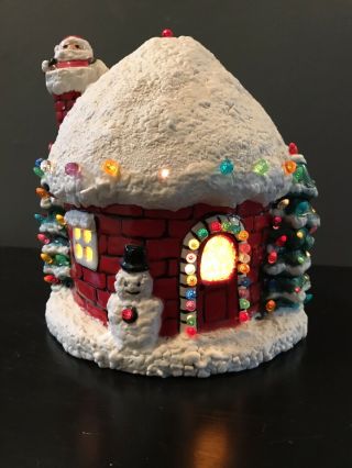 Vintage Ceramic Christmas Tree Igloo Light Santa House Chimney Musical