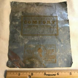 Antique Parker Holmes Comfort Chewing Tobacco Tin Foil Wrapper Detroit Mi Old