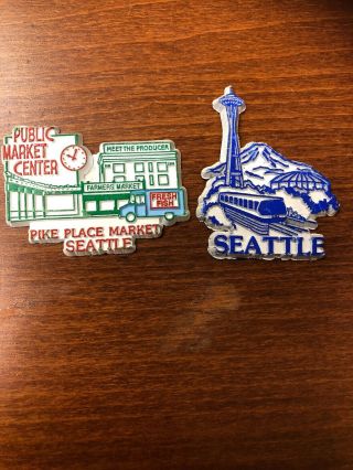 Seattle Pike Place Market And Seattle Vintage Rubber Magnets