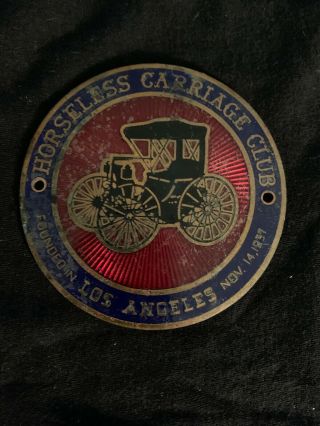 Horseless Carriage Club Of America Vintage Dashboard Badge Plaque